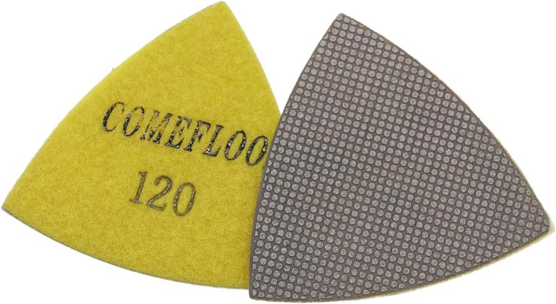 ComeFloor Triangular Diamond Polishing Pads for Corner Edge, Electroplated Sanding Pads for Oscillating Multi-Tools, 3’’(80mm), Grit 120, 4PCS - Image 2